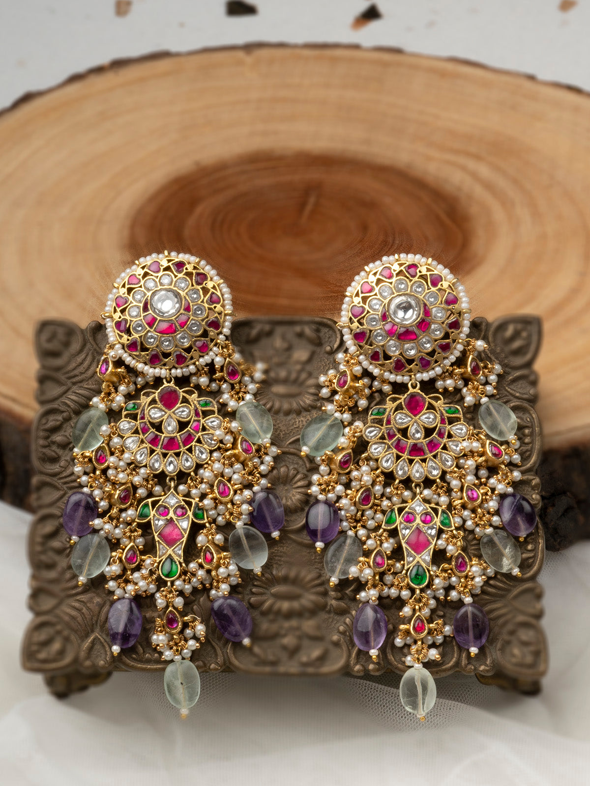 Buy Dabi Kundan Chandbali Earrings Long Chandbaali Earrings Indian Long Earrings  Kundan Earrings Party Wear Jewelry Light Weight Online in India - Etsy